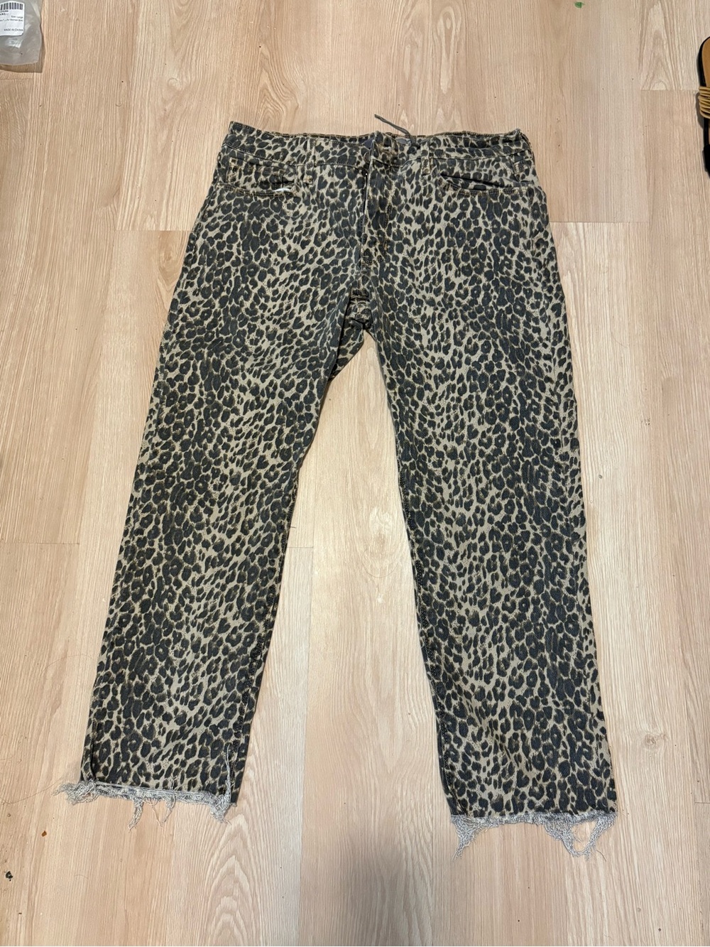 Just USA Leopard-Accent Jeans in Black & Tan